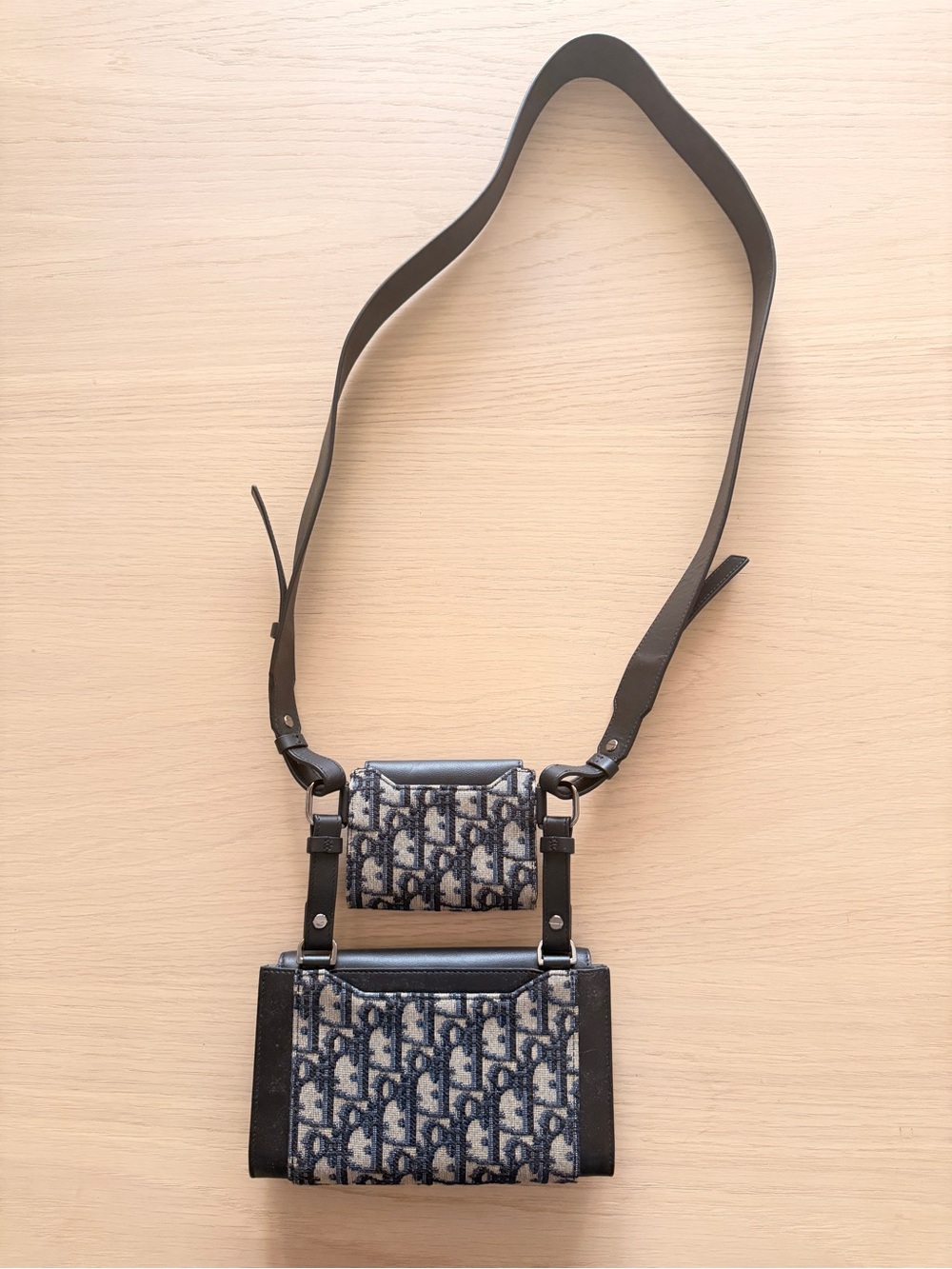 Dior Elite Oblique Jacquard Leather Detachable Shoulder Crossbody Bag in Blue - Picture 7 of 11